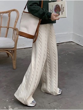Warm Cable Wool Feeling Knitted Pants Warm Cable Wool Feeling Knitted Pants
